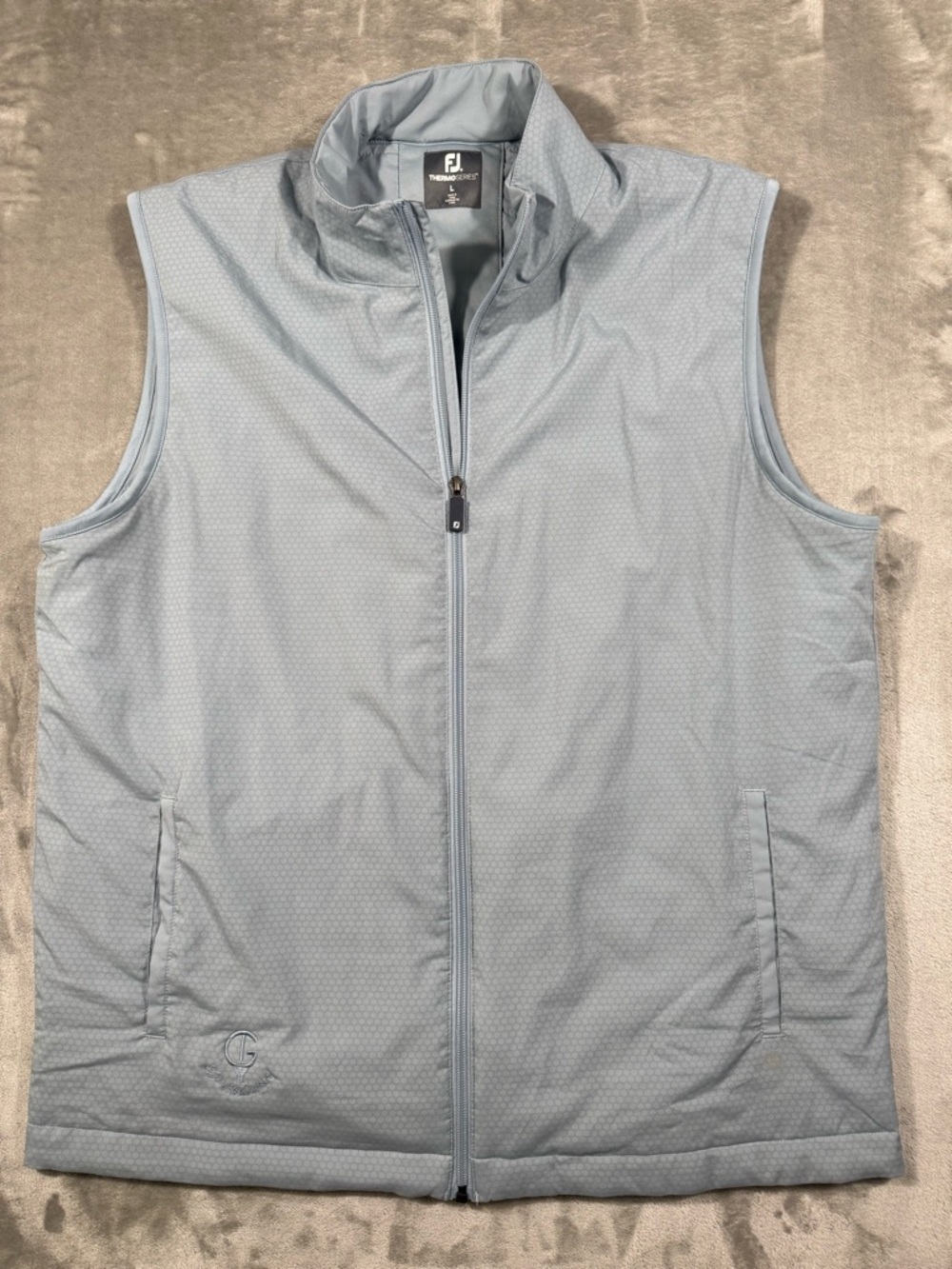 FootJoy Thermo Series Full Zip Golf Vest Blue Men Sz L Embroidered Logo